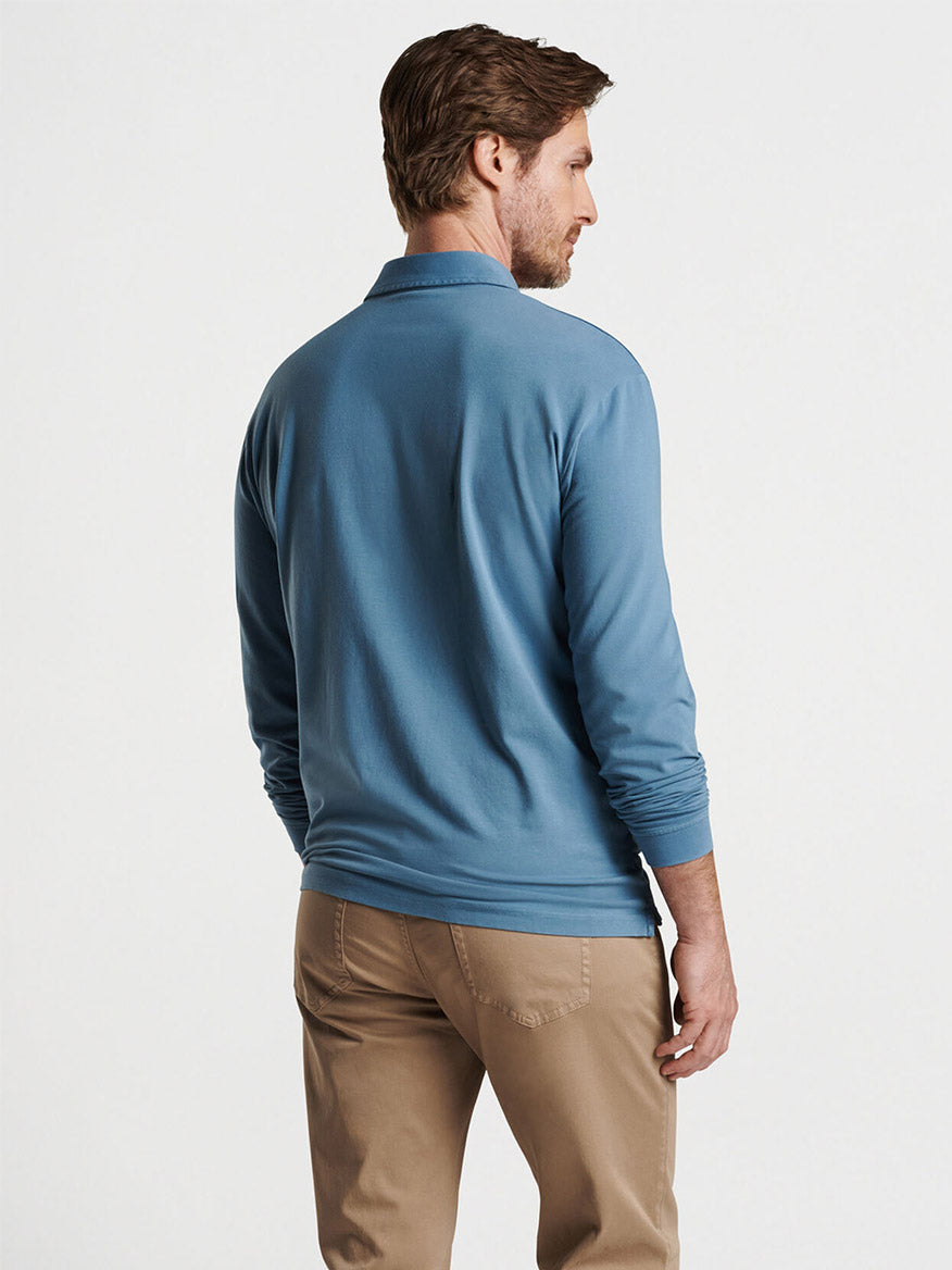 Peter Millar Lava Wash Long-Sleeve Polo in Reservoir