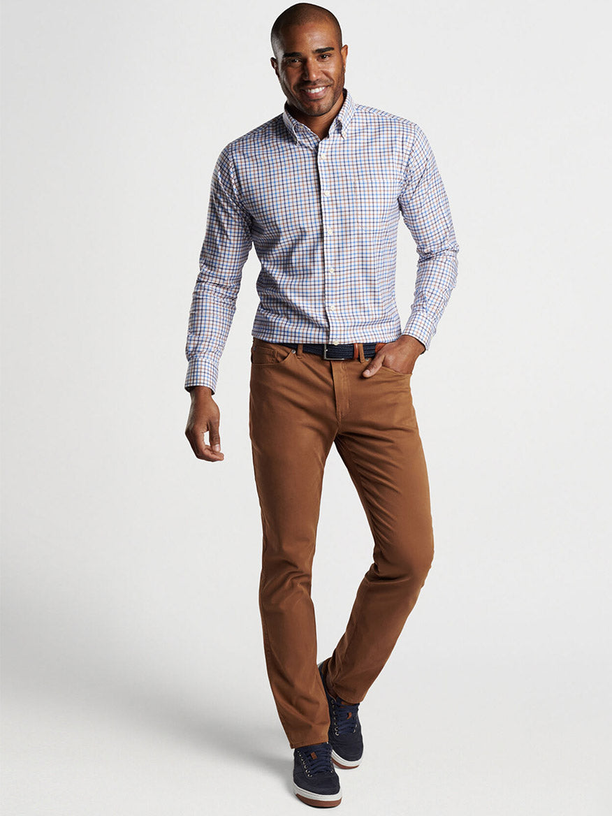 Peter Millar Ultimate Sateen Five-Pocket Pant in British Tan