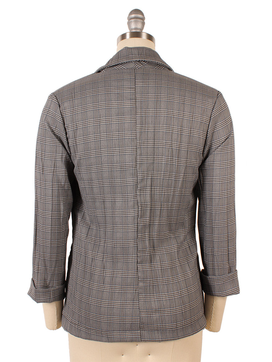 Porto Esquire Jacket in Ivory Plaid from the Pelican Pleat collection displayed on a mannequin from the back view.