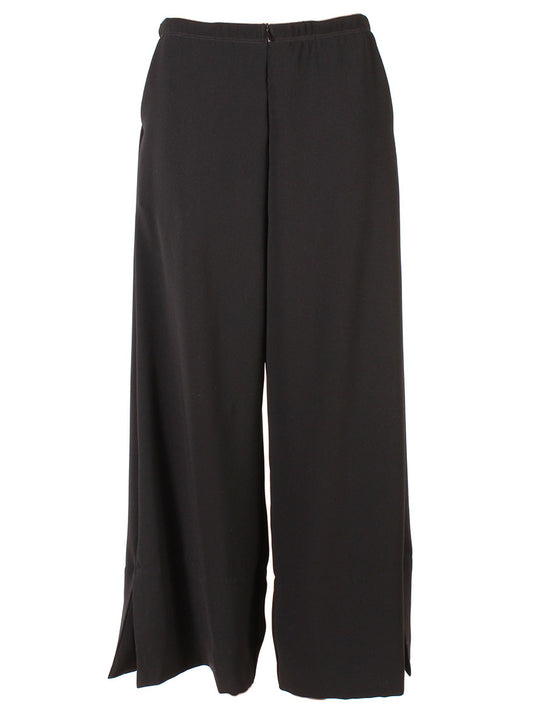 Porto Holiday Crepe Pant in Black with a zip-front closure on a white background.