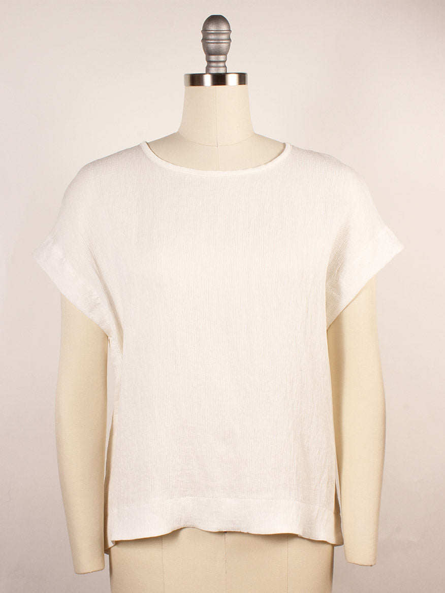 Porto Sabrina Pleated Top in White