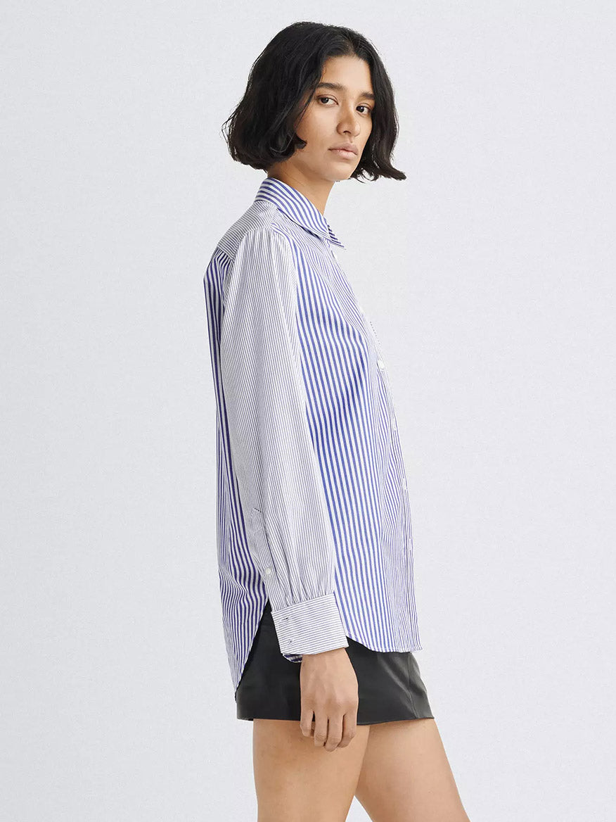 rag & bone Maxine Cotton Poplin Shirt in Blue Multi