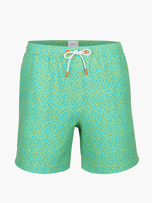 Swims Sol Swim Trunk in Citron patterned with drawstring closure and elastic waistband.
