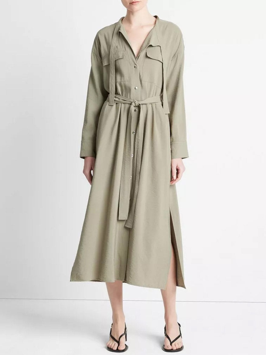 Vince Soft Utility Shirt Dress in Sea Fern Vince Soft Utility Shirt Dress in Sea Fern