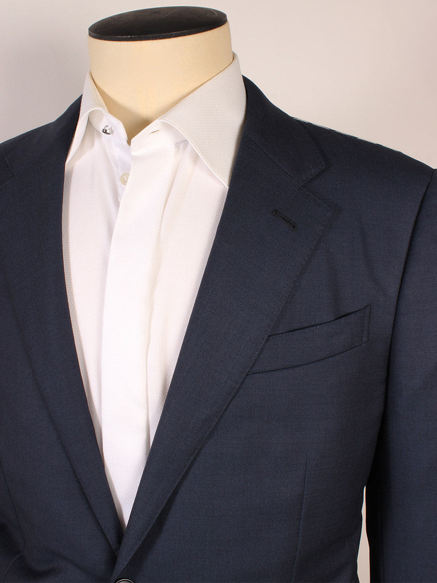 A mannequin wears the Zegna Dark Avio Blue Check Trofeo™ Wool Suit jacket over a white dress shirt, shown from shoulders to waist.