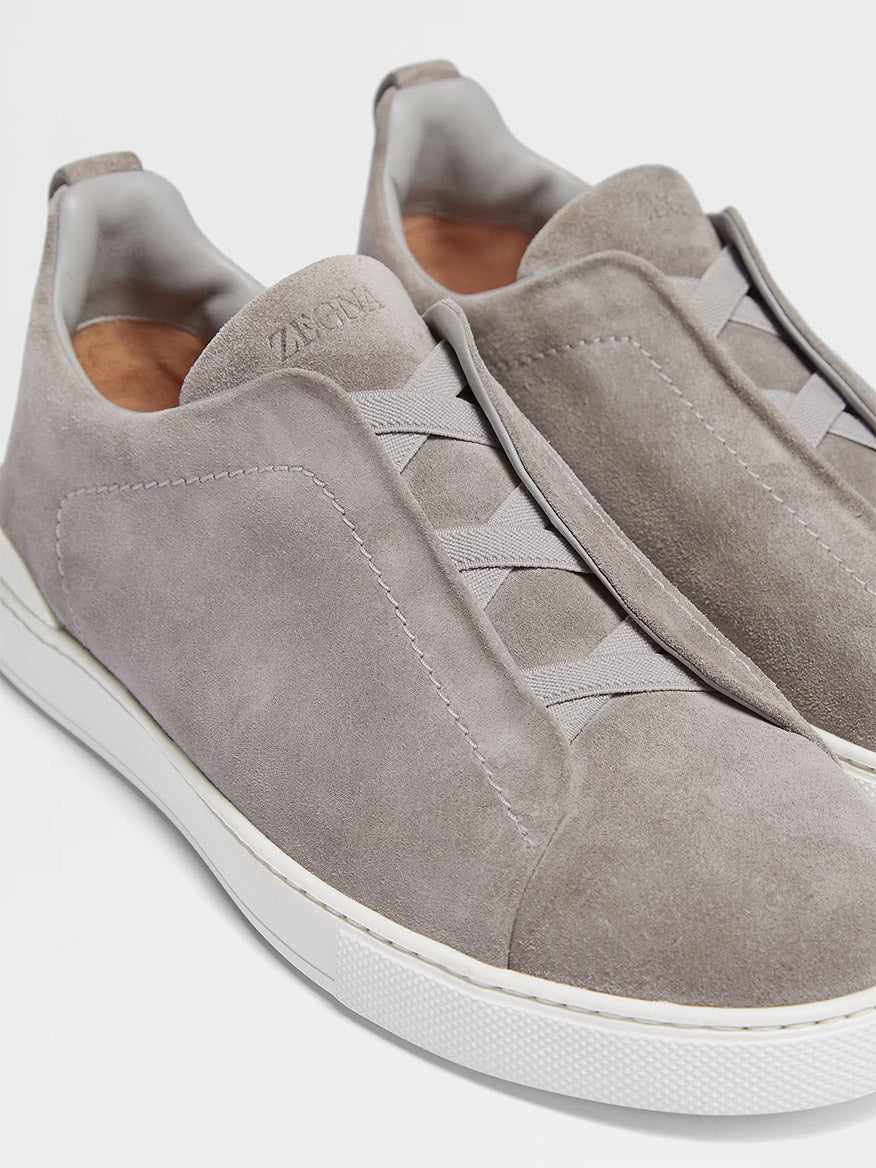 Zegna Light Grey Suede Triple Stitch™ Sneakers