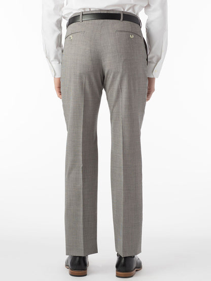 The back view of a man in Ballin Soho Comfort 'EZE' Modern Flat Front Pant in Houndstooth suit pants.