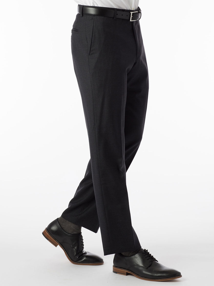 Ballin Soho Comfort 'EZE' Super 120s Modern Flat Front Pant in Charcoal