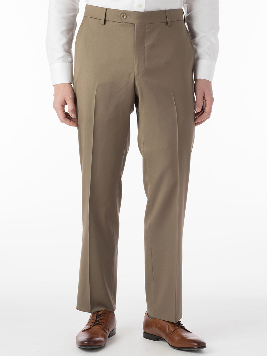 Ballin Houston Super 130s Modern Flat Front Pant in British Tan