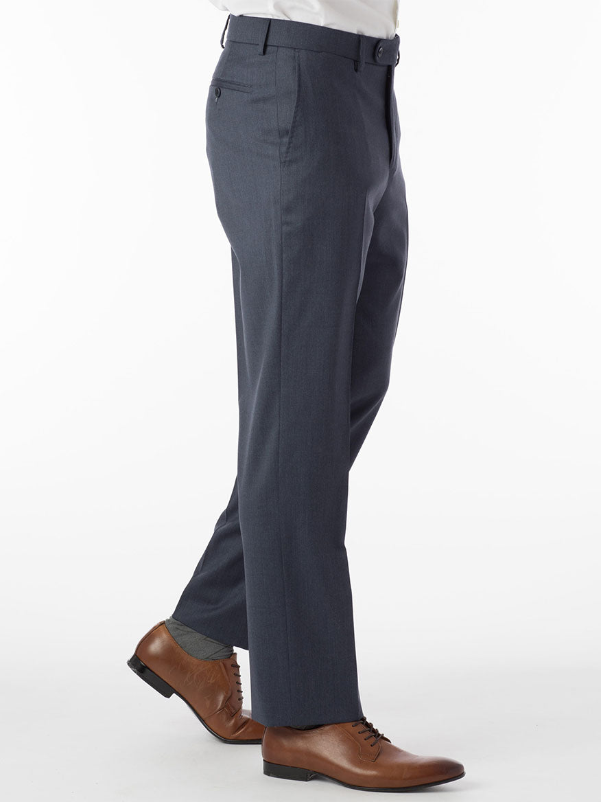 Ballin Houston Super 130s Modern Flat Front Pant in Navy Mix