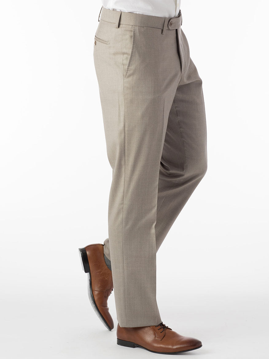 Ballin Houston Super 130s Modern Flat Front Pant in Tan