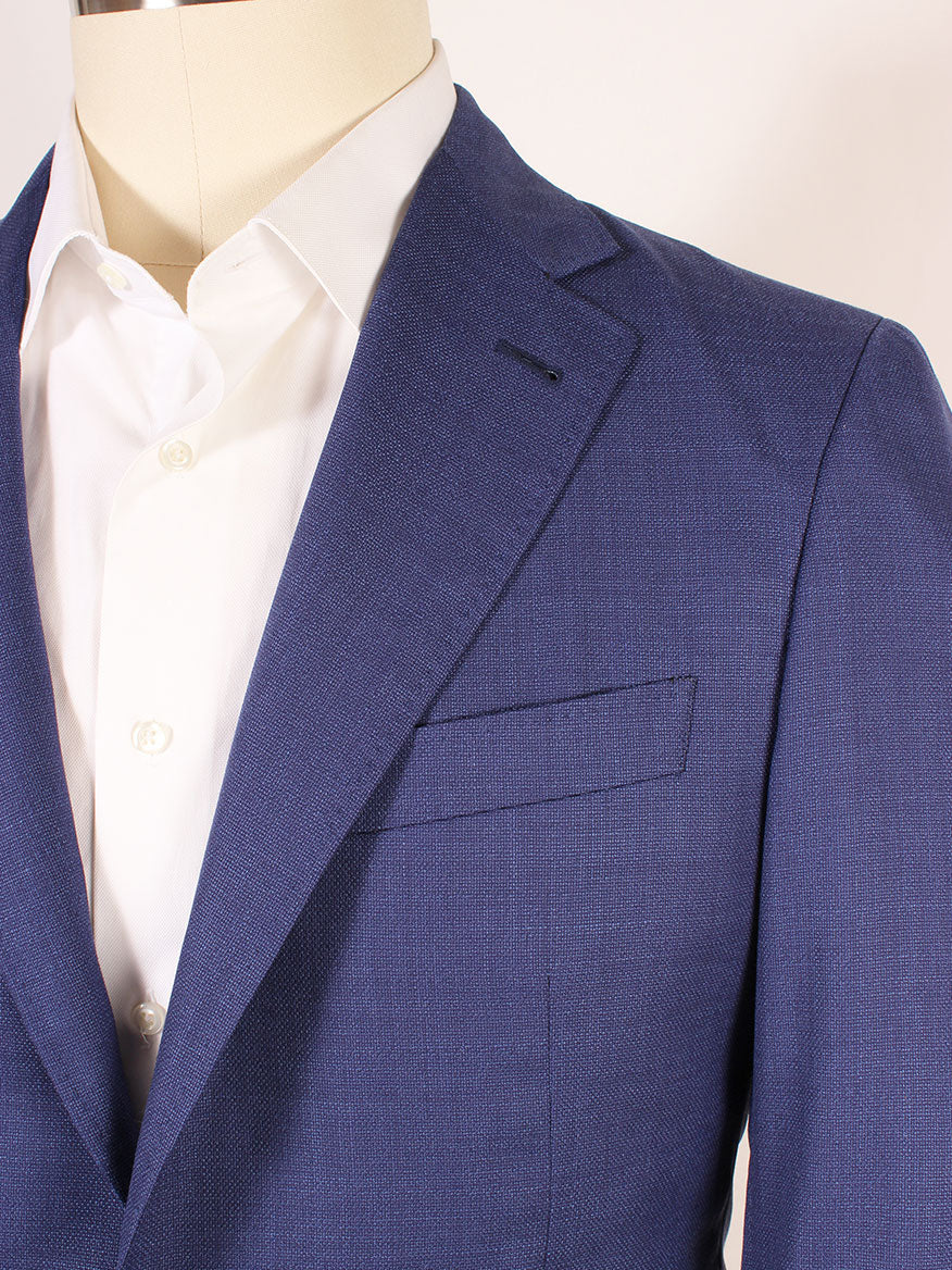 Close-up of a Canali Kei Patch Pocket Sport Jacket in Royal Blue with a white shirt on a mannequin.