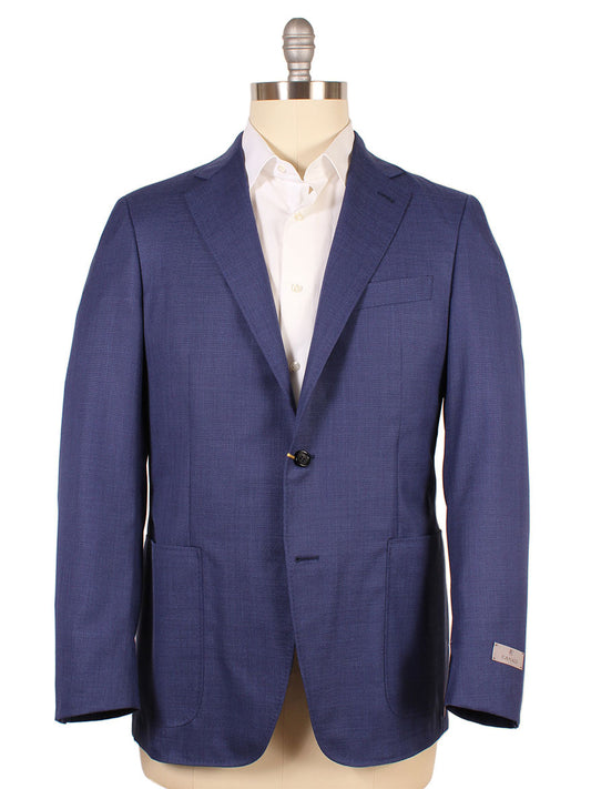 Canali Kei Patch Pocket Sport Jacket in Royal Blue on a mannequin with a white shirt and patch pocket.
