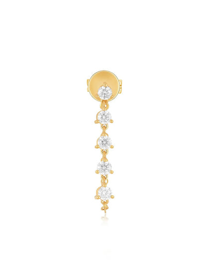 EF Collection Multi Diamond Chain Stud Earring in Yellow Gold