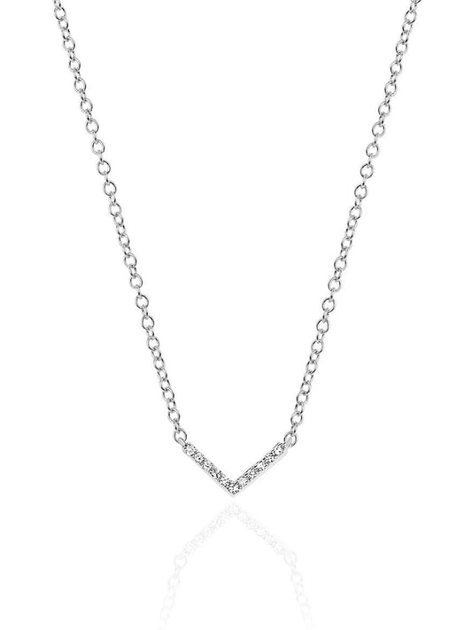 EF Collection Mini Diamond Chevron Necklace in White Gold