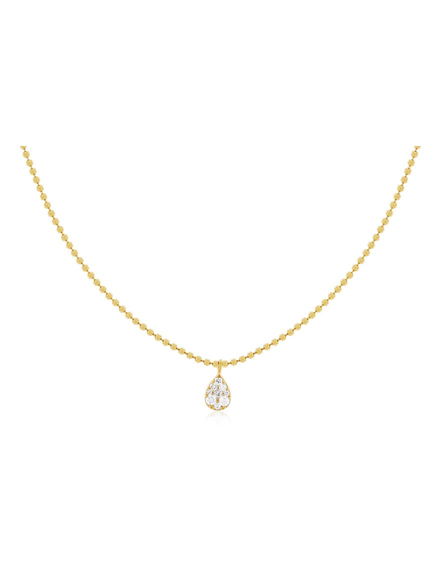 EF Collection Full Cut Diamond Teardrop Necklace in Yellow Gold