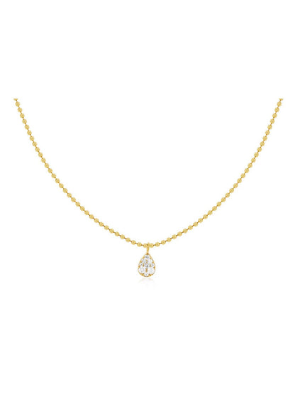 EF Collection Full Cut Diamond Teardrop Necklace in Yellow Gold