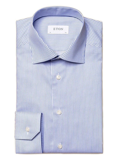 Eton Contemporary Fit Royal Blue Bengal Stripe Dress Shirt