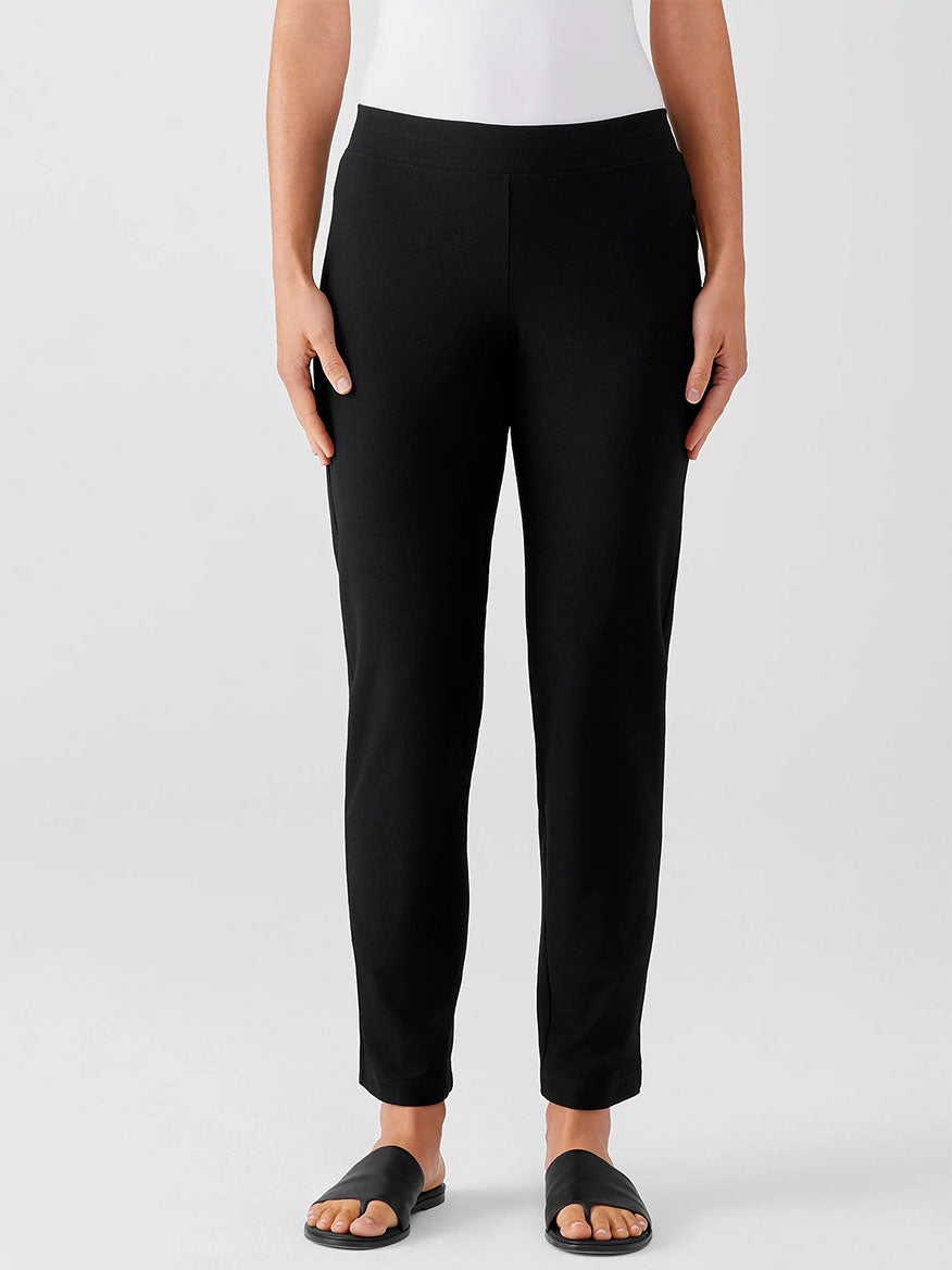 Washable Stretch Crepe Pant Black Eileen Fisher
