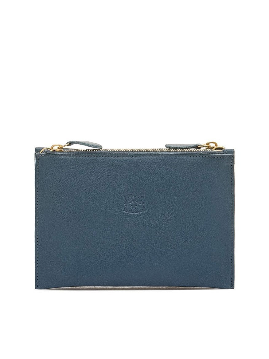 Giulia Clutch Bag Blue Denim Cowhide Leather | Il Bisonte – Larrimor's