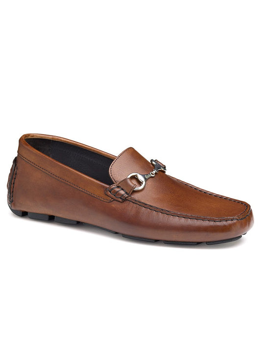 A men's J & M Collection Dayton Bit in Brown Italian Calfskin with a chain on the side, crafted from fine Italian calfskin imported directly from Italy.