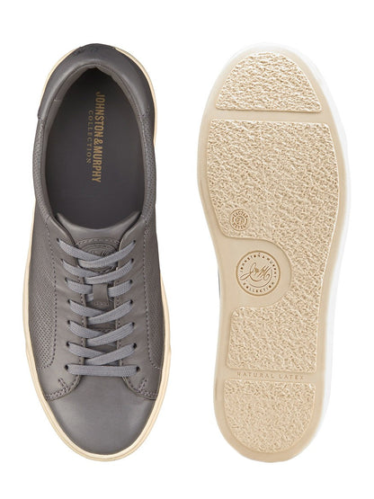 A pair of J & M Collection Kempton Lace-To-Toe sneakers in Grey Sheepskin with a cushioning sole.