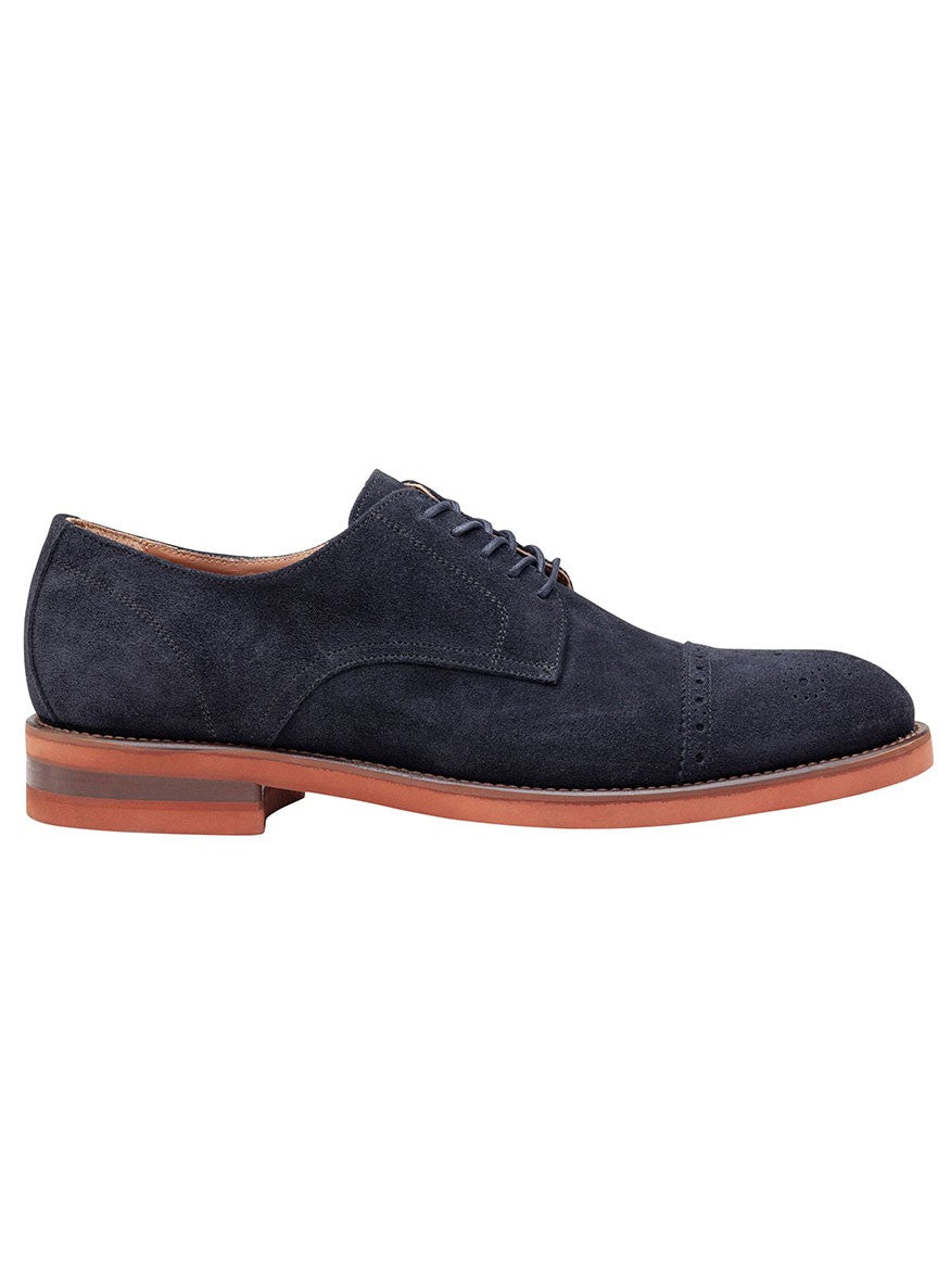 J & M Collection Ashford Cap Toe in Navy Italian Suede