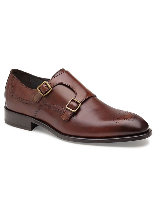 A J & M Collection Ellsworth Monk Strap in Brown Italian Calfskin with two buckles.