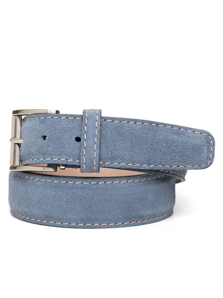 LEN Belts Italian Suede in Denim with Veg Stitch