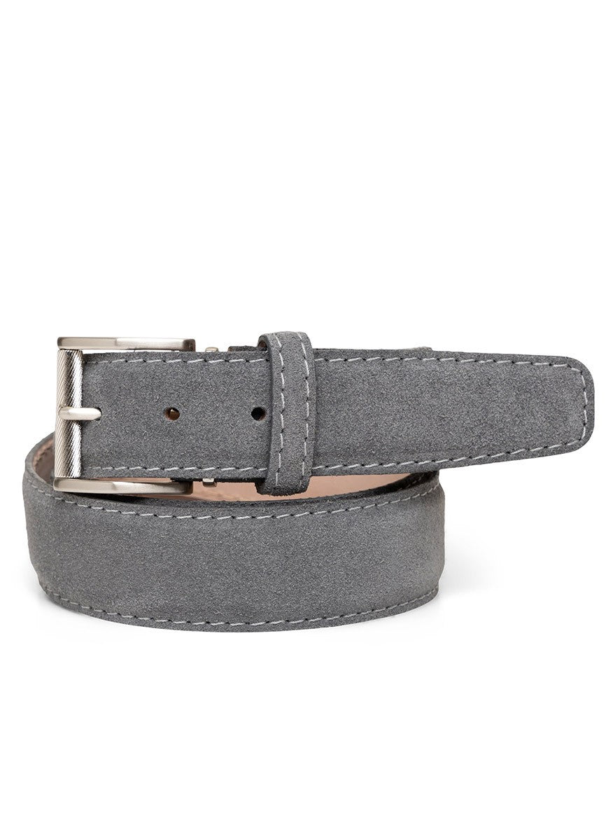 LEN Belts Italian Suede in Charcoal with Grey Stitch