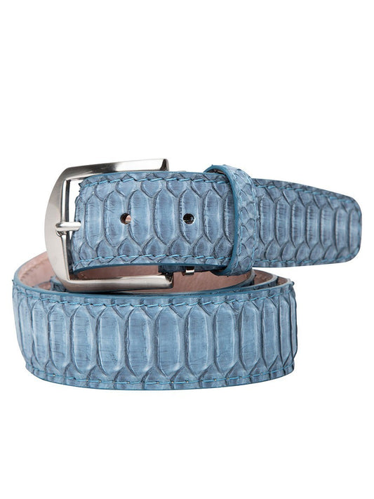 LEN Belts Buffed Python Belt in Blue Jean