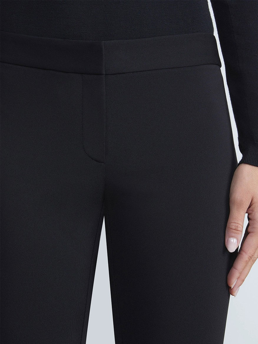 Lafayette 148 New York Compact Stretch Viscose Waldorf Flared Pant in Black