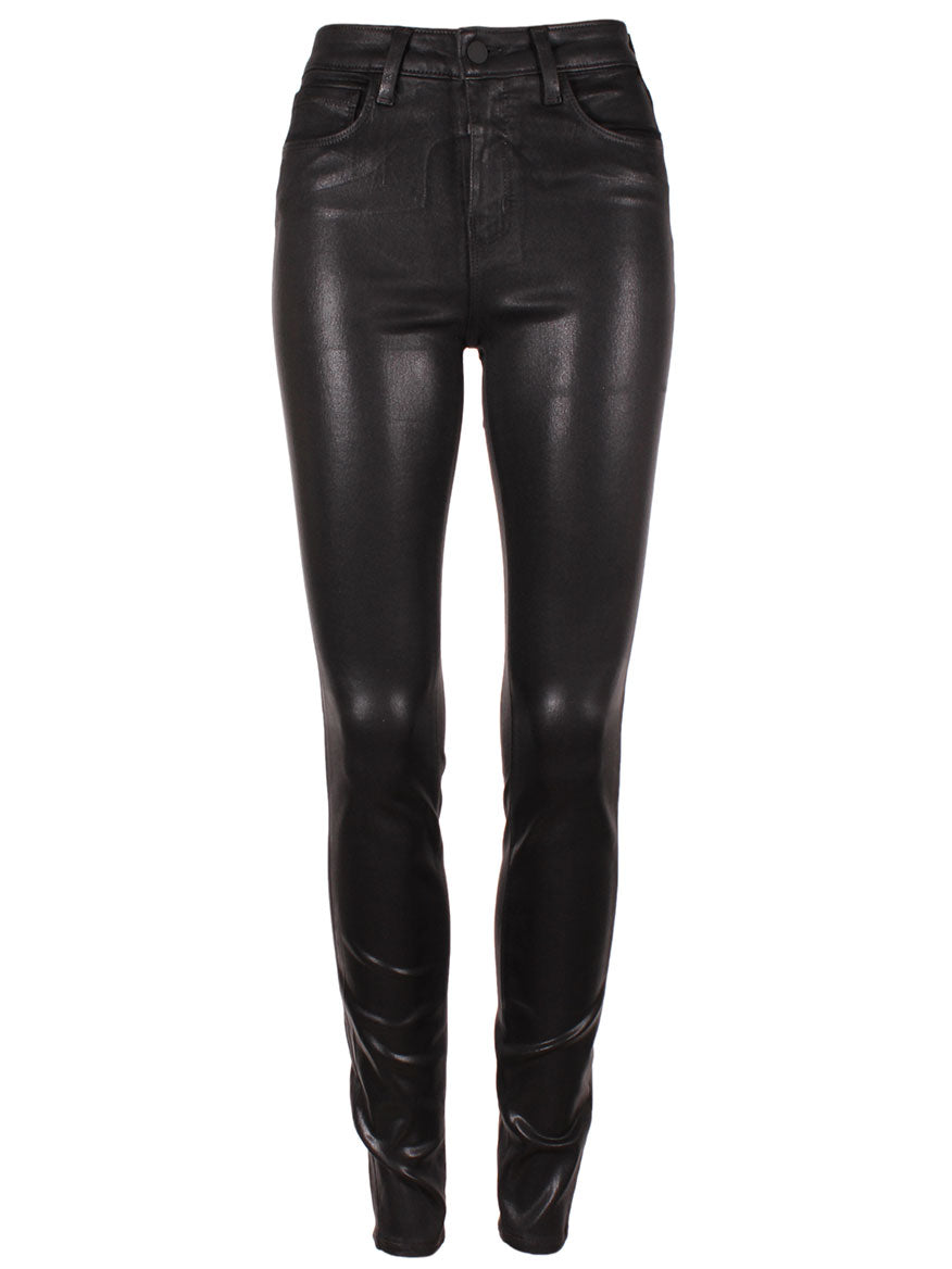 L'AGENCE Marguerite Coated Jean in Noir/Natural Contrast Coated