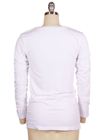 A L'Agence Tess Long Sleeve Crew in White displayed on a mannequin viewed from the back.