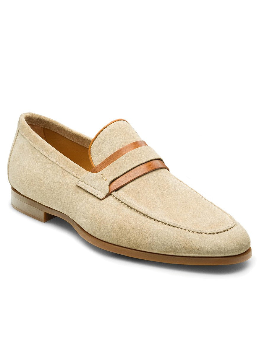 Magnanni Daniel in Taupe/Cuero Suede men's penny loafer with a tan leather strap.