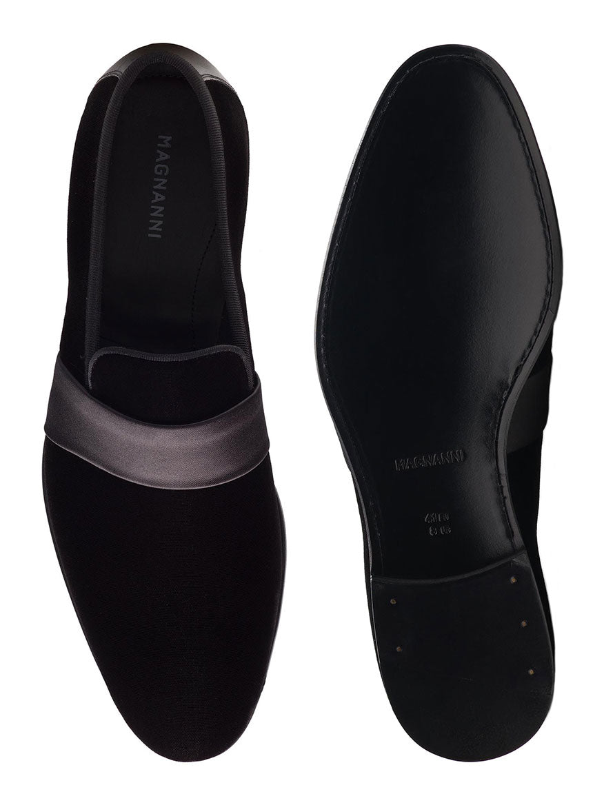 Add a touch of elegance to your formal occasions with Magnanni's Jenaro in Black Velvet slipper loafer silhouette.