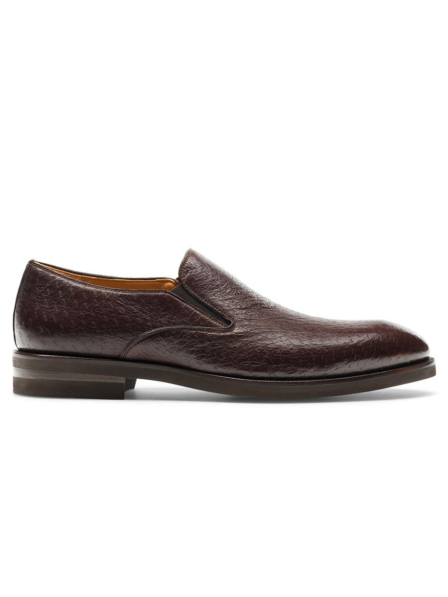 A single Magnanni Lima in Brown peccary leather loafer with a smooth finish and low heel, displayed against a plain white background.