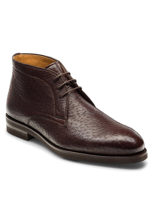 Magnanni Tacna in Brown peccary leather derby chukka boot on a white background.