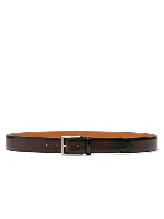 A calfskin leather "Magnanni Viento Belt in Brown" with the SEO keyword "Magnanni Viento" on a white background.