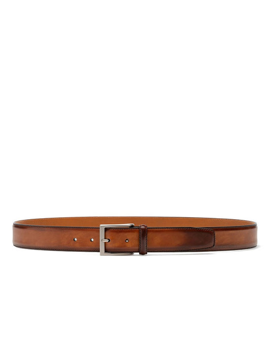 Magnanni Viento Belt in Cognac with a brushed nickel buckle.