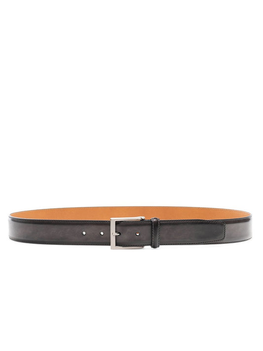 Magnanni Viento Belt in Grafito with a brushed nickel buckle on a white background.