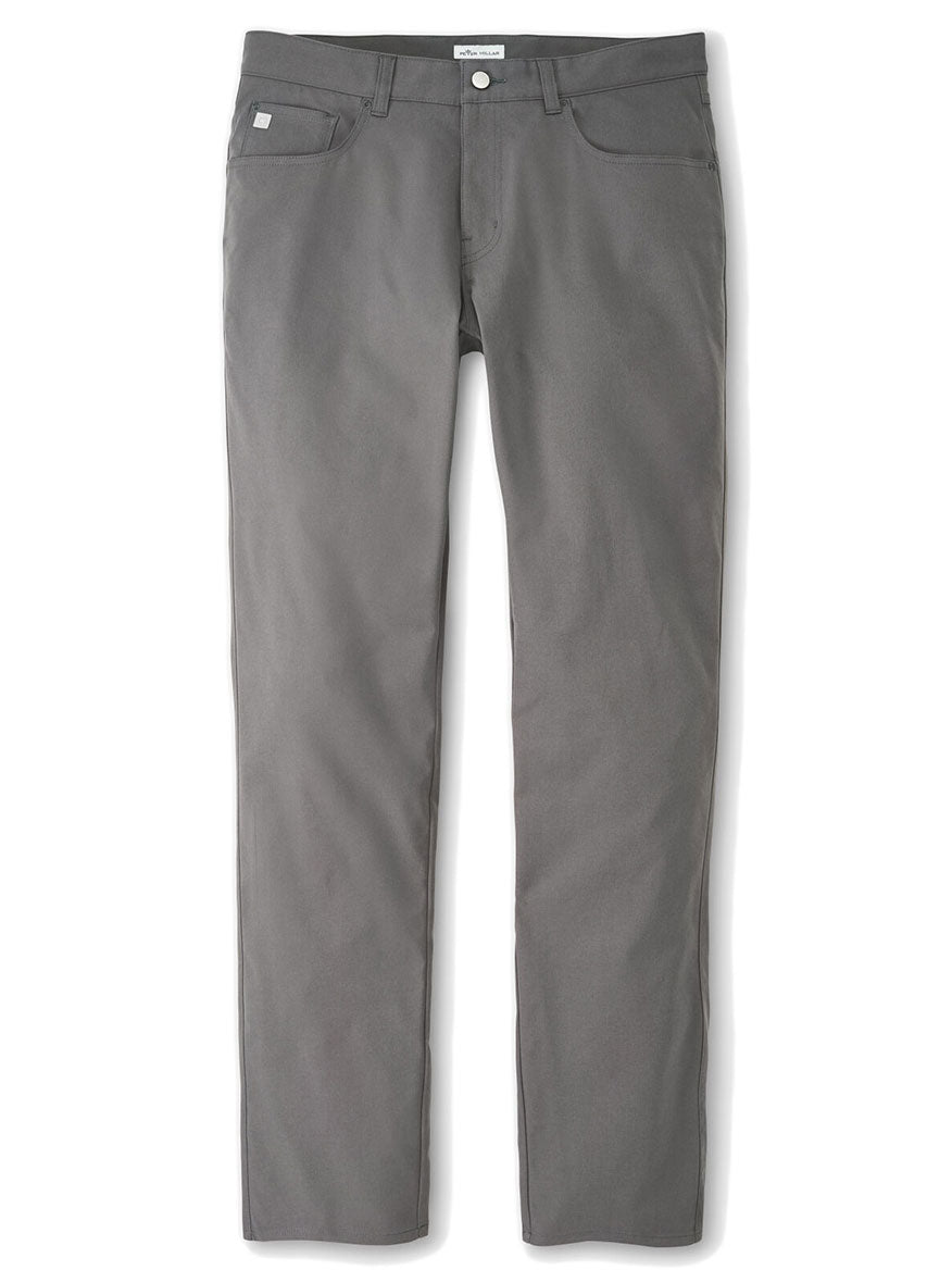 The men's Peter Millar Performance Five-Pocket Pant in Iron with technical features for performance.
