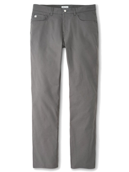 The men's Peter Millar Performance Five-Pocket Pant in Iron with technical features for performance.