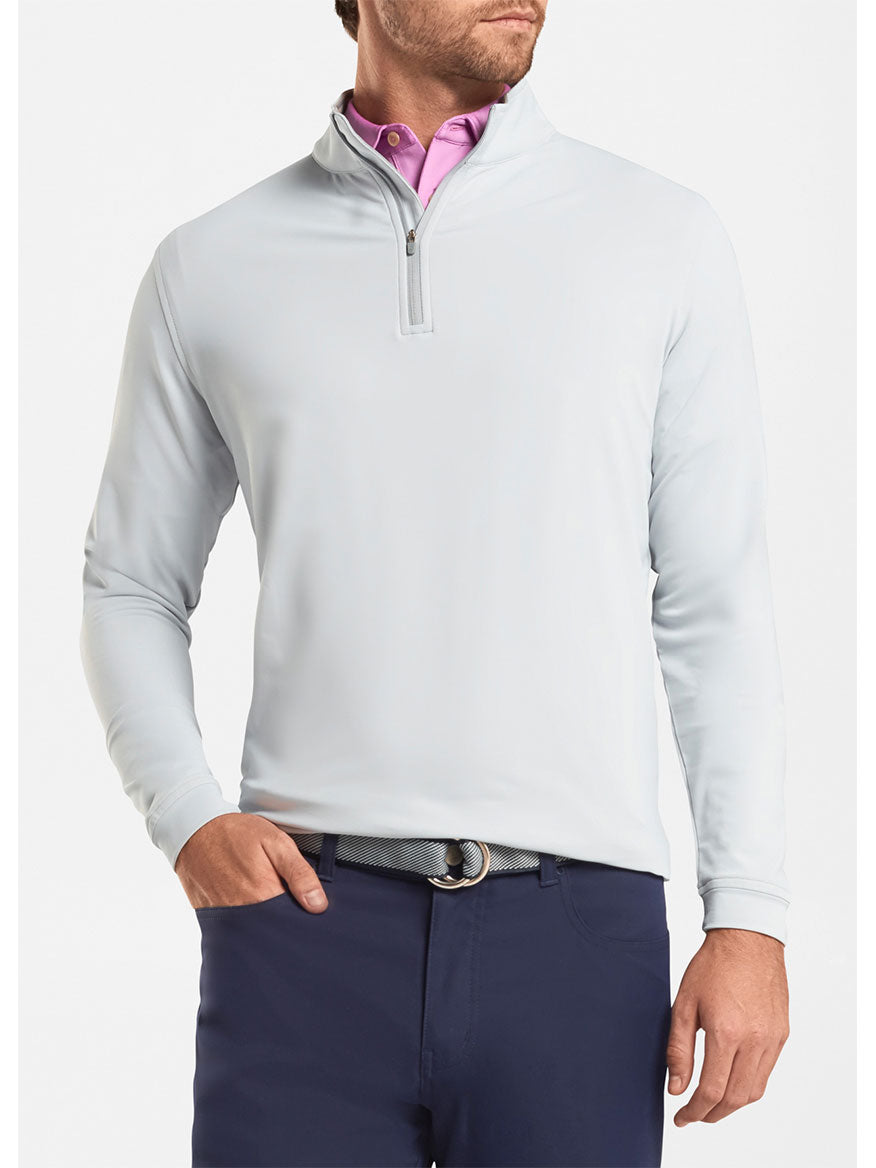 The Peter Millar Perth Performance Quarter-Zip in British Grey.