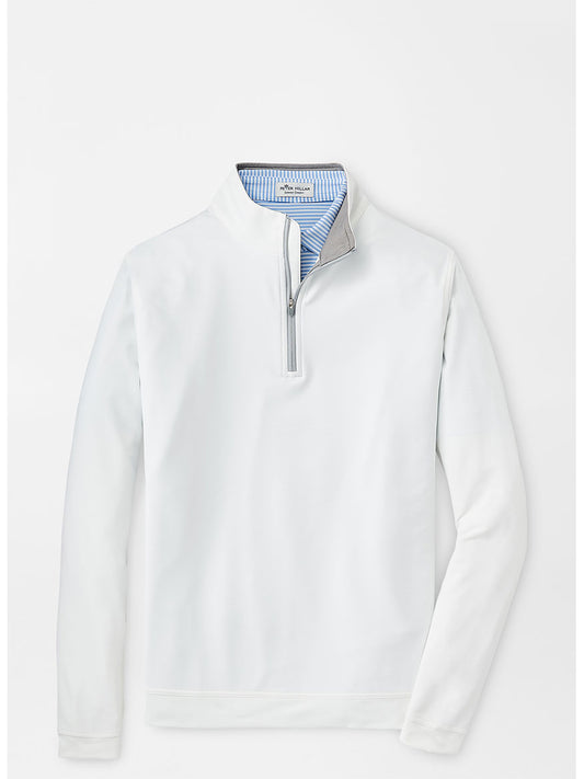 The Peter Millar Perth Performance Quarter-Zip in White, performance-focused.