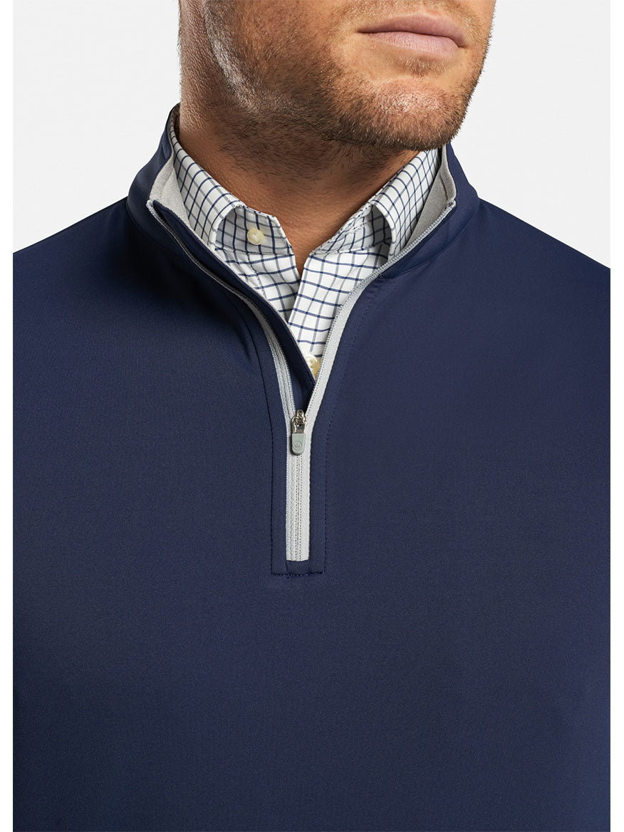 Peter Millar Galway Performance Quarter-Zip Vest in Navy.