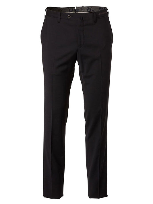 PT01 Travel Wool Performance Trousers in Black on a white background.
