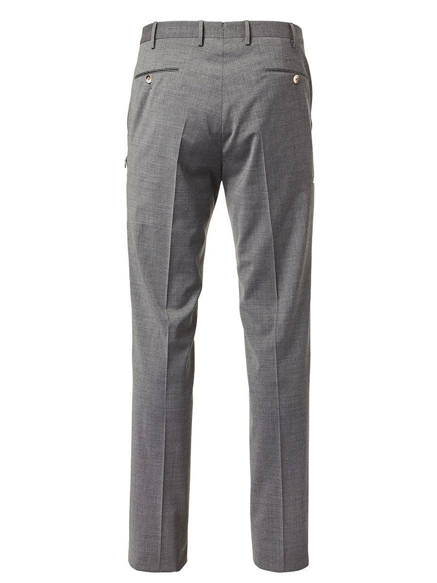 The back view of PT01 Travel Wool Performance Trousers in Mid Grey.