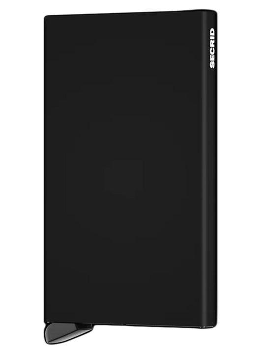 A black Secrid Cardprotector on a white background.