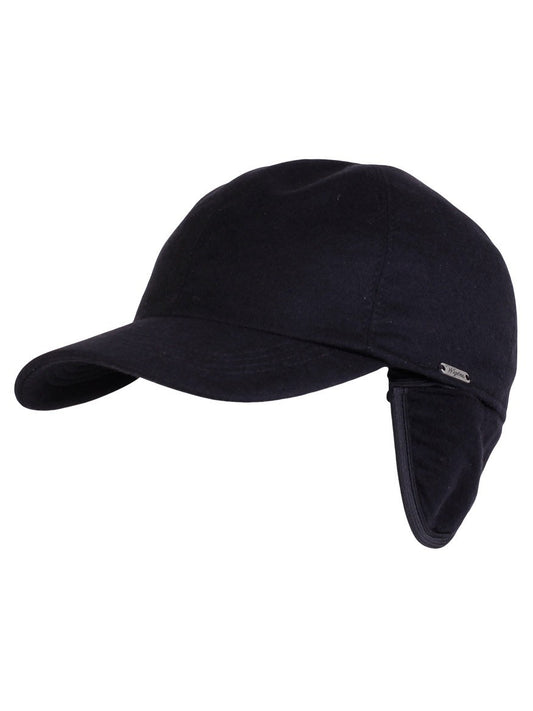 Wigéns Baseball Classic Cap with Earflaps in Black on a white background.